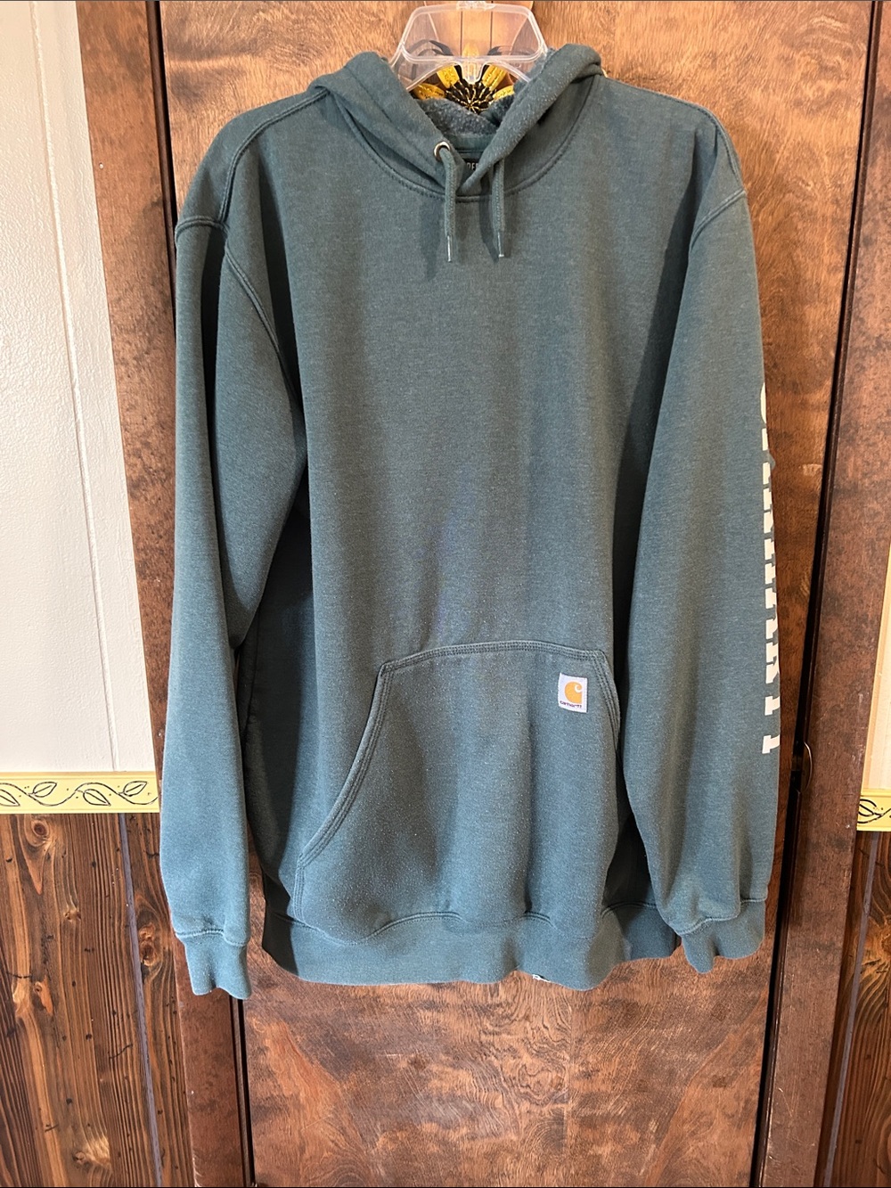 Carhartt Forest Green Pullover Hoodie with Sleeve Logo Large Tall